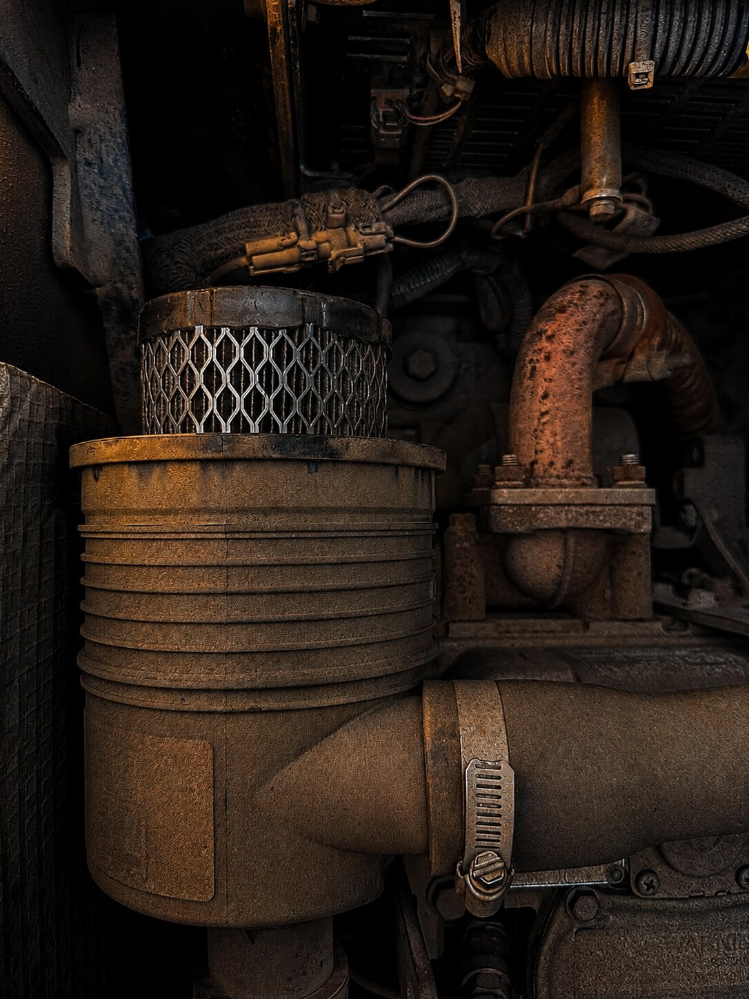 APU Filter & Intake Service: Original APU air filter — before