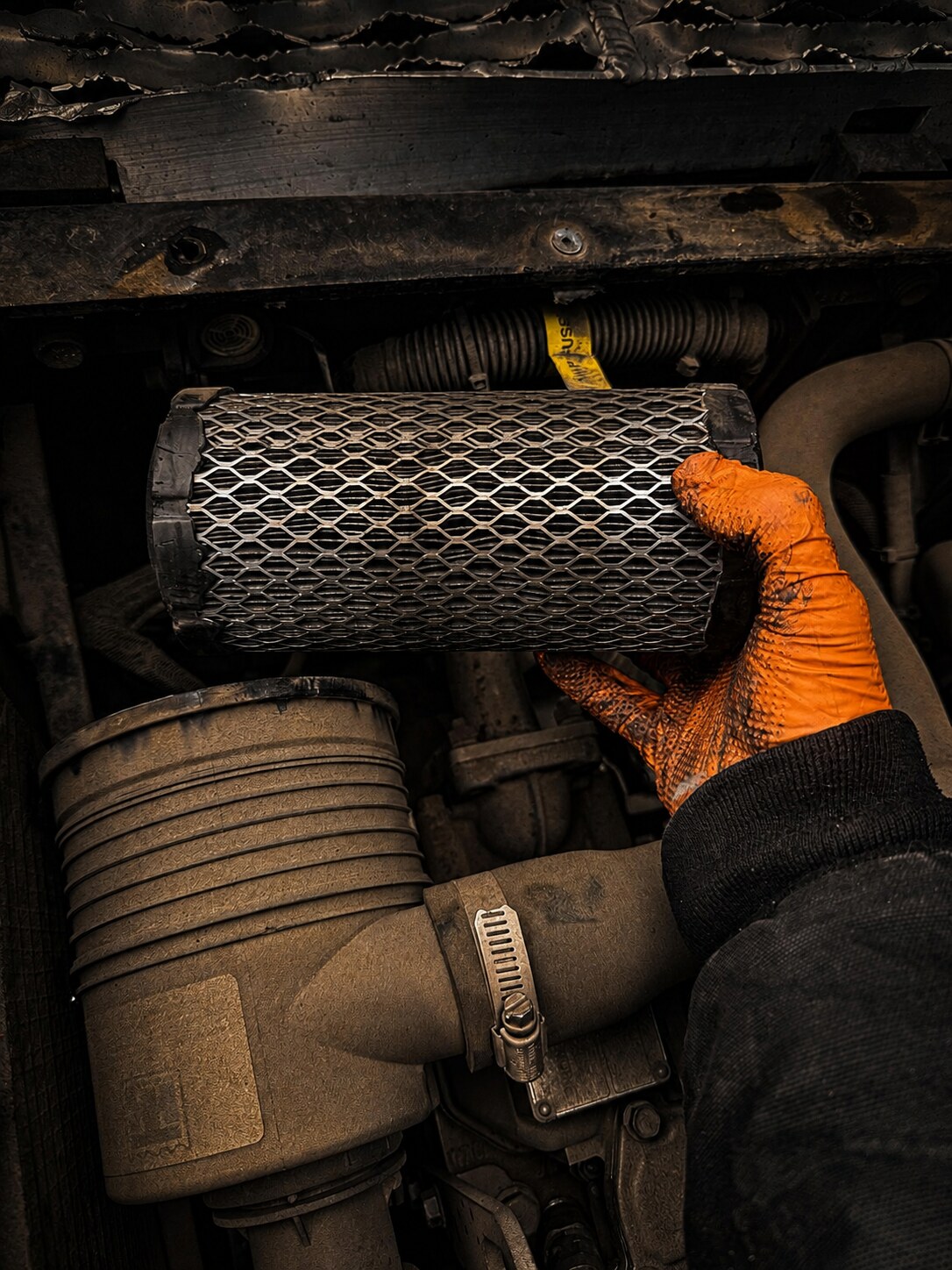 APU Filter & Intake Service: Old APU filter removed