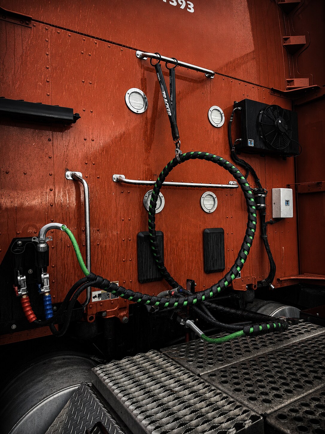 Orange Kenworth Trailer Hookups: Trailer hookups replaced on the orange Kenworth