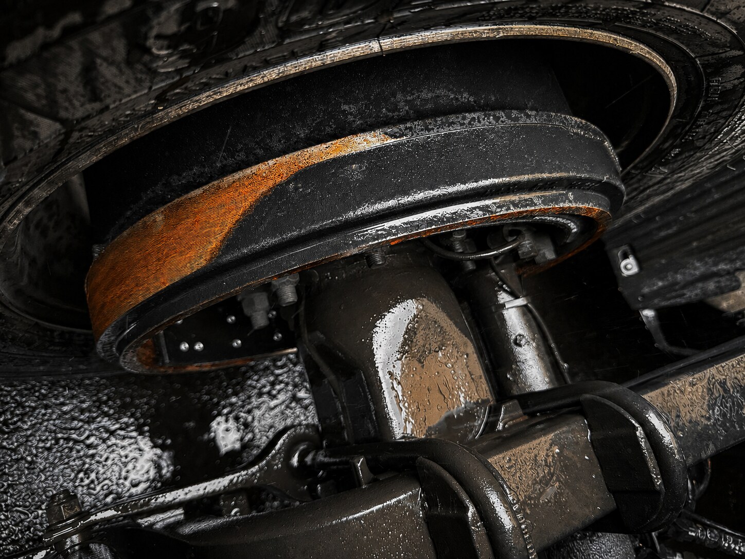 Drive-Axle Brake Service: Brake shoes and drum — same truck