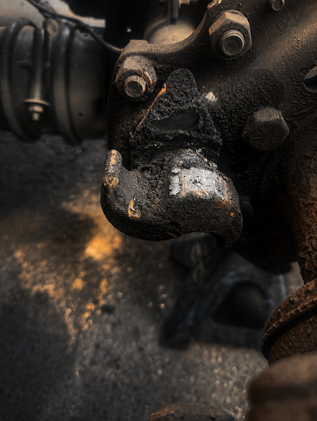 Semi-truck S-cam before cleaning