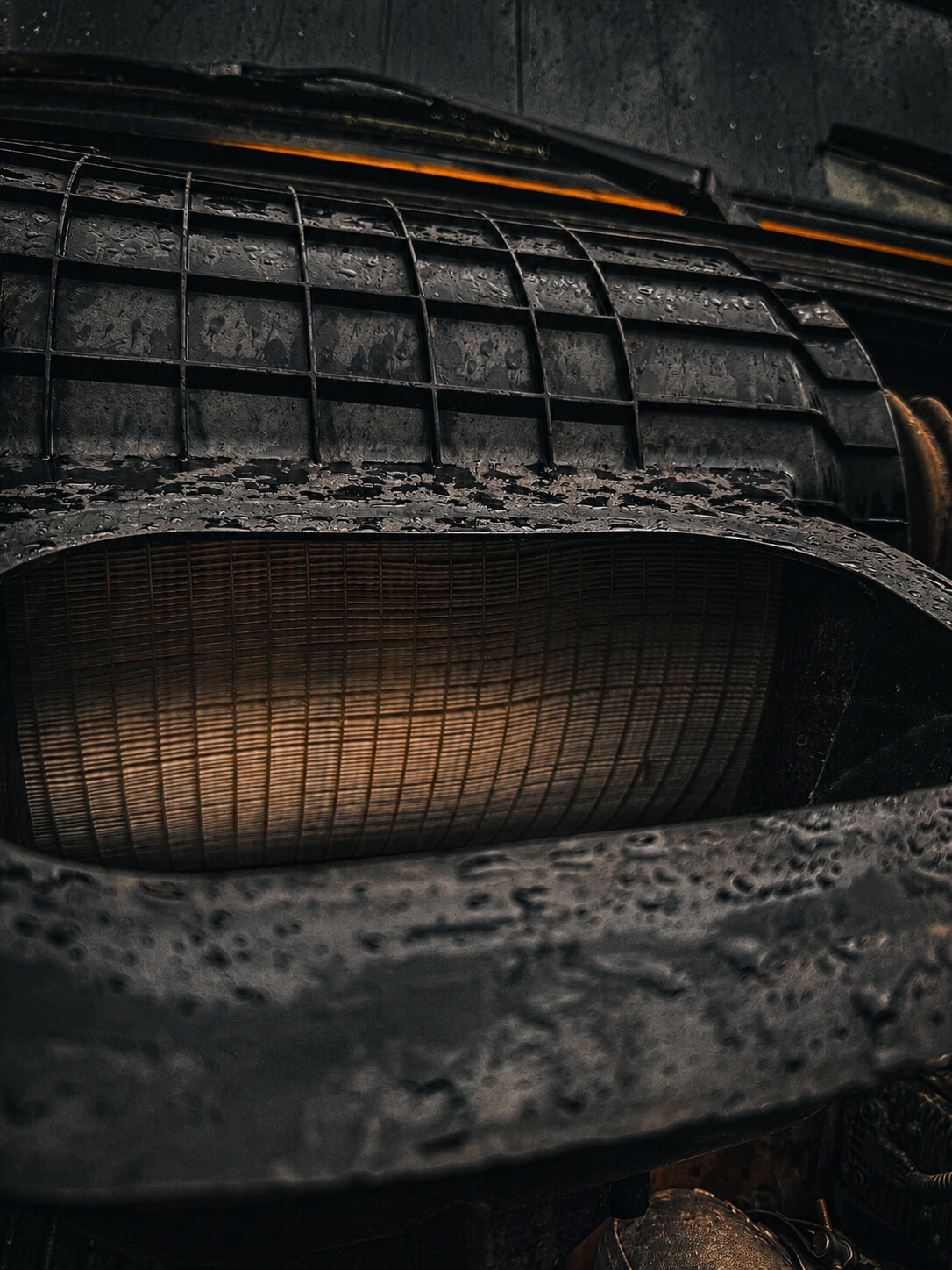 Yellow Volvo Air Filter Replacement: Engine air-filter housing after filter replacement