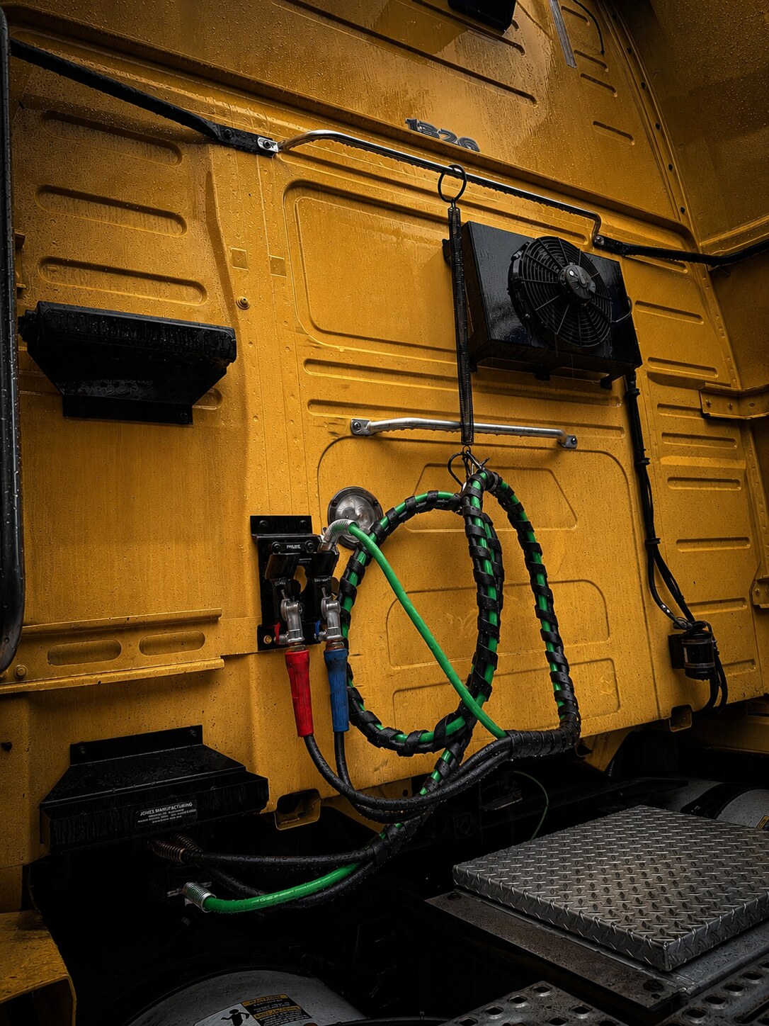 Yellow Volvo Trailer Hookups: Trailer hookups replaced on the yellow Volvo